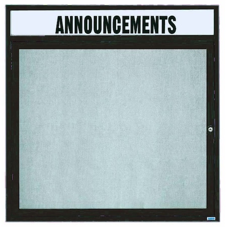 Aarco Outdoor Enclosed Bulletin Board w/ Al Frame Header, Bronze Anodized, Neutral 36''Hx36''W ODCC3636RHBA