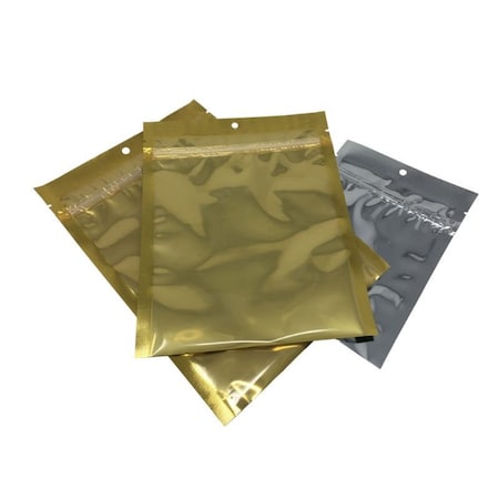 Sealer Sales 7 in. x 10 in. 5 Mil Clear /3mil Met Zipper Vacuum Bags w/Hang Hole Clear Front /Gold Back, 100PK VBZP15-0710-100