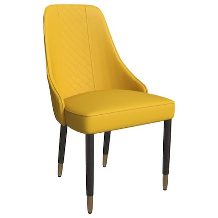 Leisuremod Allure Modern Dining Chair In Mustard Yellow and Oak Wood Legs AC49Y