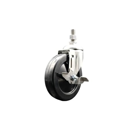 Service Caster 5 Inch 316SS Soft Rubber Wheel Swivel 1/2 Inch Threaded Stem Caster with Brake SCC SCC-SS316TS20S514-SRS-TLB-121315