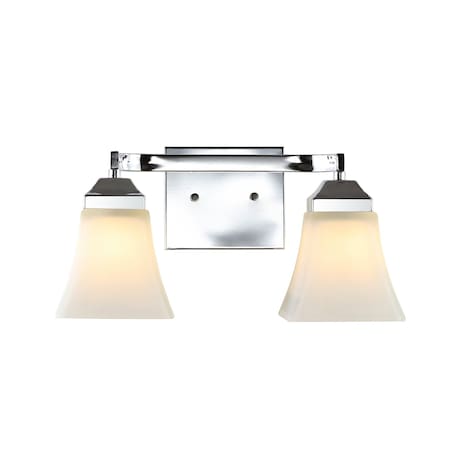Jonathan Y Staunton 15" 2-Light Farmhouse Cottage Metal LED Vanity Light with Frosted Glass Shades, Chrome JYL7523B