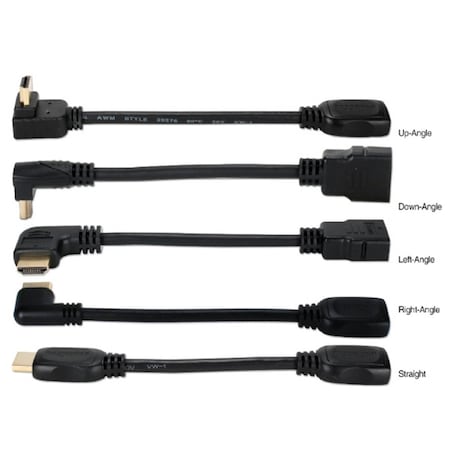 Qvs 0.5 ft. High Speed HDMI Ultra HD 4K Angle Adaptors HDTV Hook-Up Install Kit HDXTV-K1