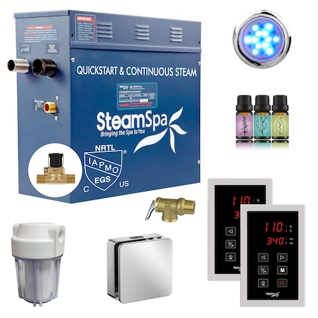 Steamspa Royal Series 6KW Steam Generator w/ Continuous Steam, Dual Touchpads, AutoDrain in Polished Chrome RYTS600CH-A