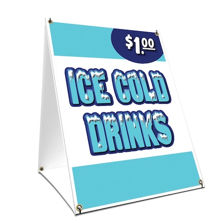 Signmission Ice Cold Drinks 1, 24 Inch x 18 Inch A-frame Yard Sign, Plastic Sign SBC-1824-Ice Cold Drinks 1