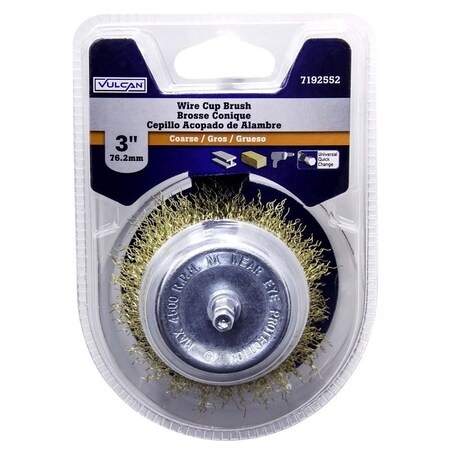 Vulcan 321231OR Wire Cup Brush, 3 in Dia, 1/4 in Arbor/Shank PTA250519/321231O