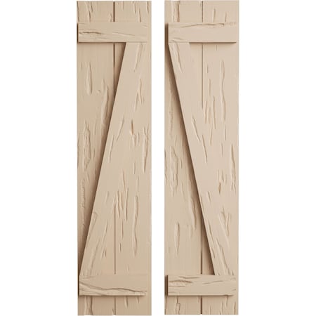 Ekena Millwork Rustic Two Board Joined Board-n-Batten Pecky Cypress Faux Wood Shutters w/Z-Board, 11"W x 60"H SHUBJZ11X60PCPR