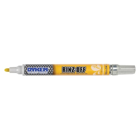 Dykem Rinz Off Temporary/Removable Marker, Medium Tip, Yellow 91757