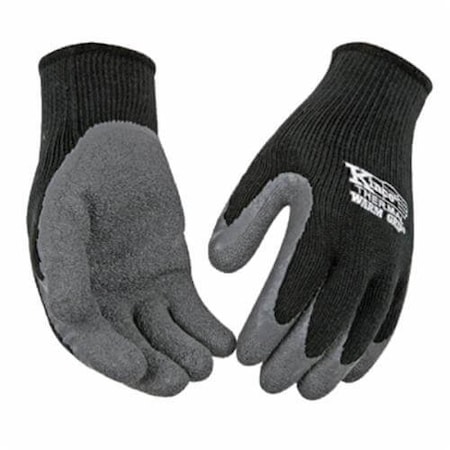 Kinco Men's General Purpose Gloves, Coated, Full Finger/Wing Thumb Style, Large, Latex Palm, Black/Gray 1790-L