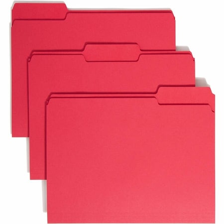 Smead File Folders, 1/3 Cut Top Tab, Letter, Red, 100/Box 12743