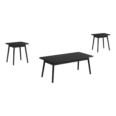 Monarch Specialties Table Set, 3pcs Set, Coffee, End, Side, Accent, Living Room, Black Laminate, Mid Century, Modern I 7854P