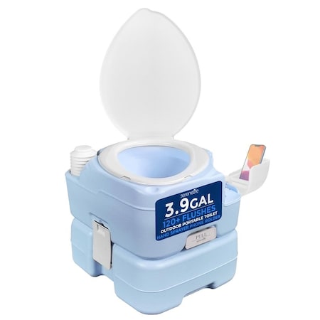 Serenelife 4 Gal Portable Camping Toilet For Adults, 100+ Flushes, Porta Potty Camp Toilet with Phone Holder SLCATL220