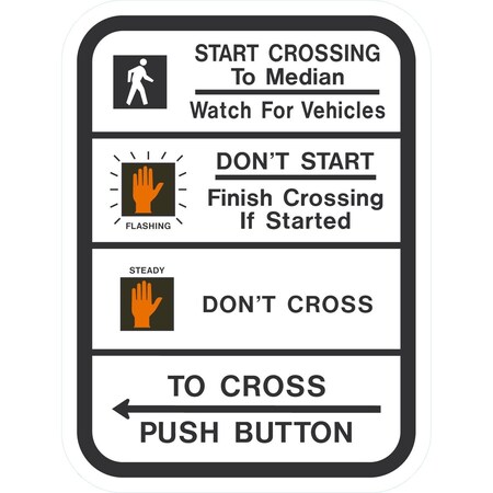 Lyle Start Crossing To Median, (hand symbols) Don't Start, 9x12, Engineer Grade, White G-17521-EG_9x12