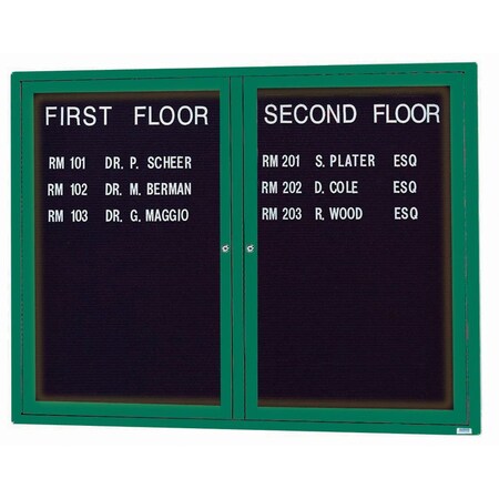 Aarco Illuminated Outdoor Enclosed Directory w/ Al Frame, Powder Coated Green, 36''Hx48''W OADC3648IG