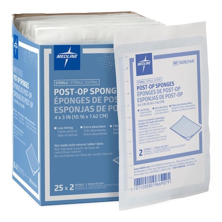 Medline Sterile Post-Op Gauze Sponge, 4in x 3in, 50PK NON21441Z