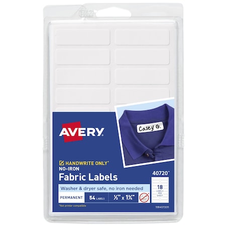 Avery No-Iron Clothing Labels, Washer and, PK54 40720