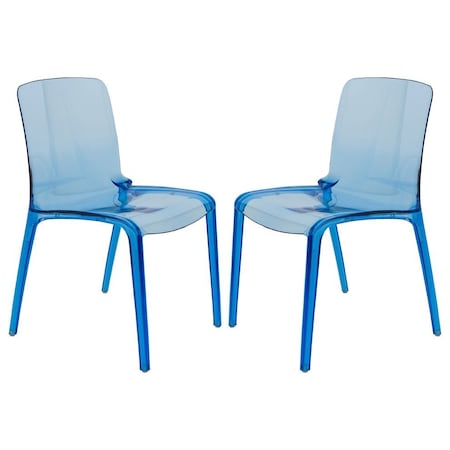 Leisuremod Murray Modern Dining Chair, Transparent Blue, 2PK MC20TBU2