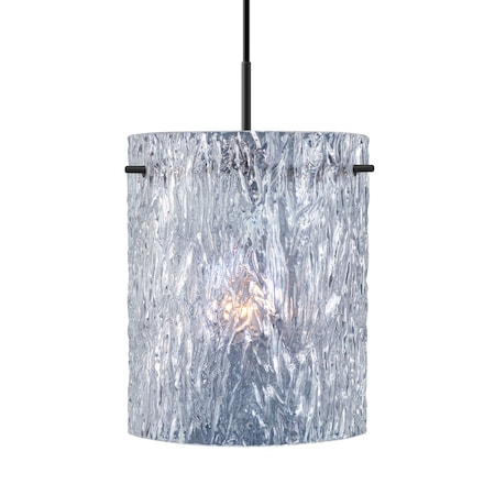 Besa Lighting Besa Tamburo 8 Pendant, Clear Stone, Black Finish, 1x 11W LED 1JT-400600-LED-BK