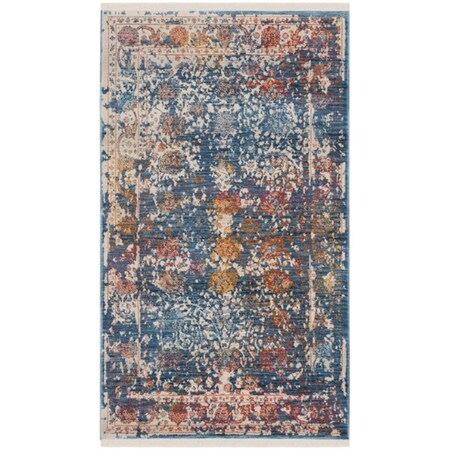 Flowers First 3 x 5 ft. Vintage Persian Power Loomed Area Rug, Turquoise & Multi Color - Small Rectangle FL1860155