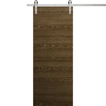Sartodoors Modern Barn Door 18 x 80 inches, Ego 5000 Marble Oak, 6.6FT Silver Rail Track Heavy Hardware Set ,  EGO5000BD-S-DMR-18