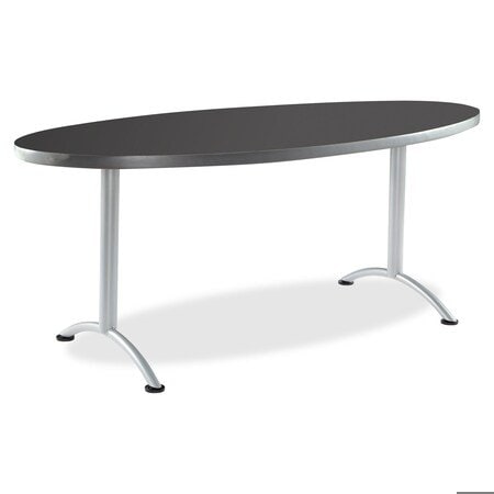 Iceberg ARC Oval Table, Graphite Top, Silver Steel Frame, 36 in W x 72 in L 69427