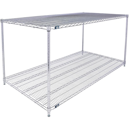 Global Industrial Nexel 2 Shelf, Chrome Wire Shelving Unit, Starter, 72"W x 30"D x 34"H B3124421