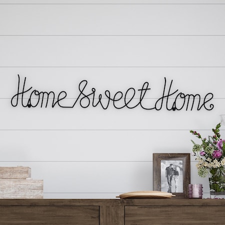 Lavish Home Home Sweet Home Wall Decor Decorative Metal Word Art Sign for Modern and Vintage Farmhouse, Black 80-WALLSGN-3D5