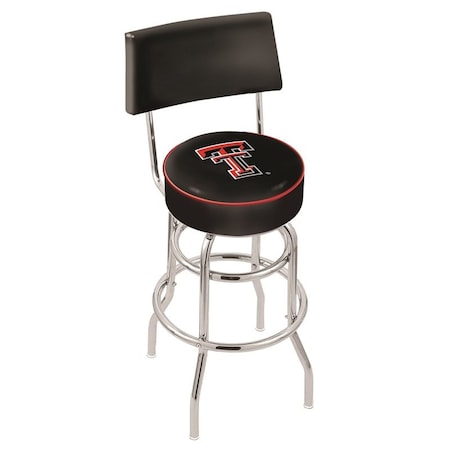 Holland Bar Stool Co 30" Chrome 2-Ring Texas Tech Swivel Bar Stool, Back L7C430TXTech