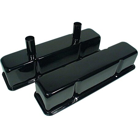 Powerhouse Steel Valve Covers with Tubes for Small Block Chevy - Black PO3631666
