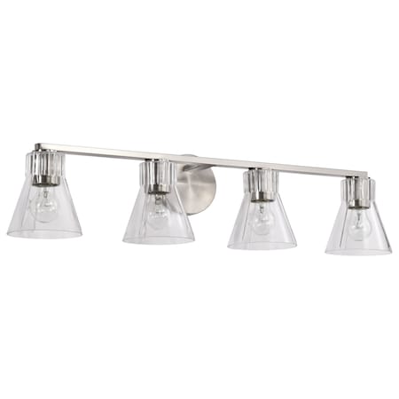 Nuvo Gianna, 4 Light Vanity, Brushed Nickel Finish, Clear Glass 60/8334