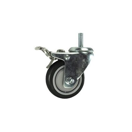 Service Caster 3.5 Inch SS Black Polyurethane 1/2 Inch Threaded Stem Caster with Total Lock Brake SCC-SSTSTTL20S3514-PPUB-BLK-121315