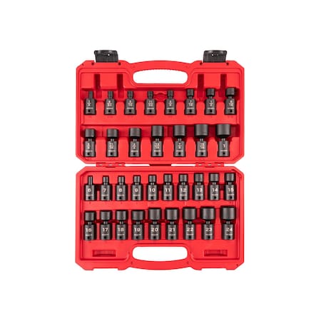Tekton 3/8 Inch Drive 6-Point Universal Joint Impact Socket Set, 34-Piece 1/4-1 in., 6-24 mm SID97303