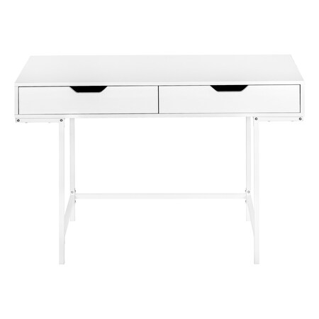 Homeroots 47" White Wood and Metal H-Shape Computer Desk With Two Drawers 489876