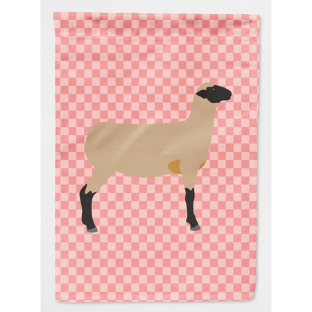 Carolines Treasures Hampshire Down Sheep Pink Check Garden Flag Size BB7976GF