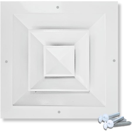 Sierra Grates 6 in. H X 6 in. W 4-Way Step Down Powder Coat Aluminum, White Square Diffuser ASD0606