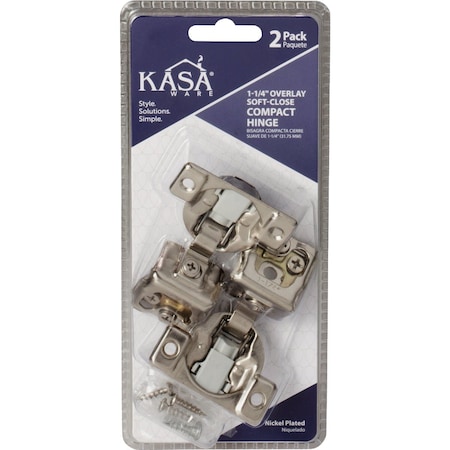 Hardware Resources KasaWare 1-1/4'' Overlay Soft-close Compact Hinge, 2PK KFHCS114-B-2