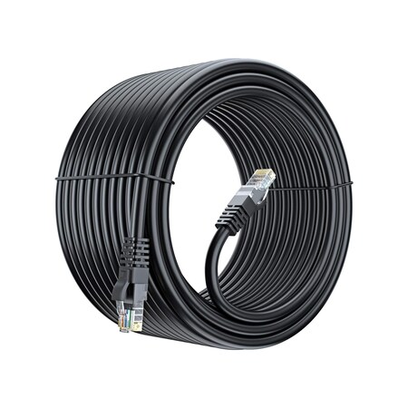 Maximm 100ft Cat6 Round LAN Patch Cable, Black CAT6-100FTBlack