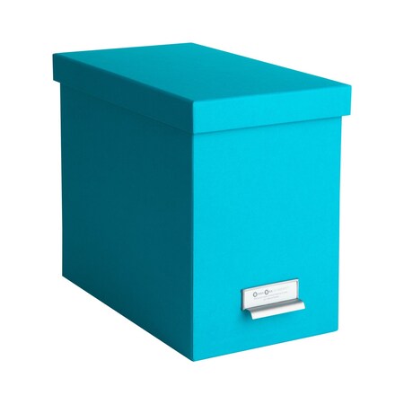 Bigso John Fiberboard Label Frame Desktop File Storage Box, 10.2 x 7 x 13 in, Turquoise, 2PK 954156644