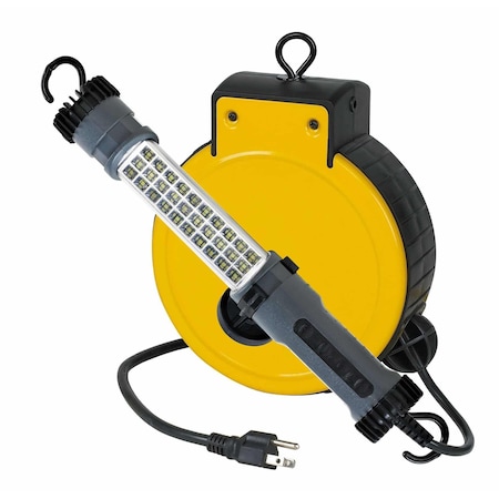Alert Reel Mfg ProReel Professional Grade Retractable Cord Reel w/LED Task Light, .07 Amp, 30' 18/2 SJT, 500 Lumen 3230SMS