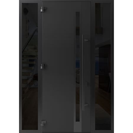 Vdomdoors Front Exterior Prehung Steel Door Ronex1033 Teak 96 2 Sidelight Exterior Windows Sidelites Entry RONEX1033EXD-OAK-W14+36+14xH96-RH-I