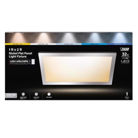 Feit Electric Feit EDGELIT 1 in. H X 12 in. W X 23.8 in. L Brushed Nickel White LED Flat Panel Light Fixture FP1X2/6WY/NK