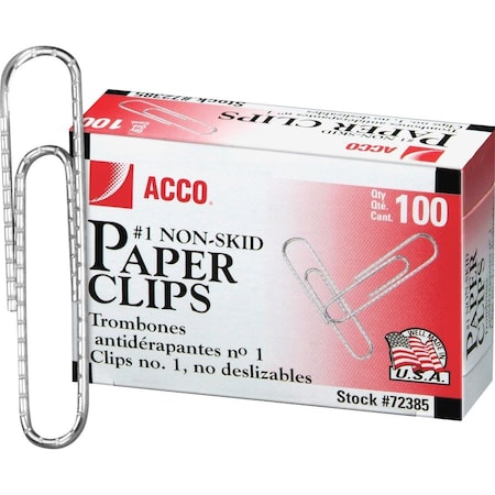 Acco Paper Clip, Silver, Steel Wire, PK1000 ACC72385