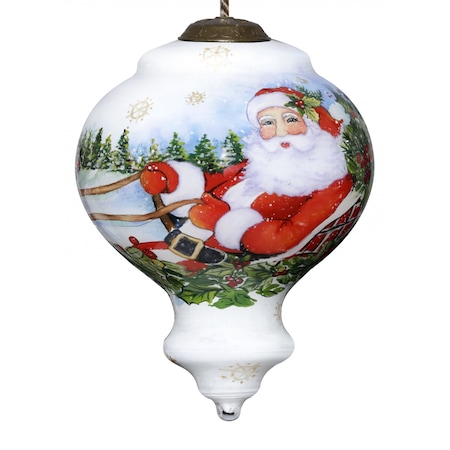 Homeroots Santa Riding a Sleigh Hand Painted Mouth Blown Glass Ornament 477526