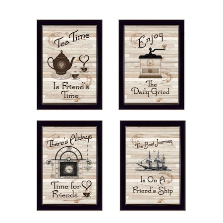 Homeroots Set Of Four Friendship 2 Black Framed Print Kitchen Wall Art, 4PK 405928