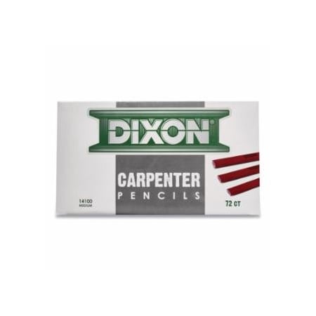 Dixon Ticonderoga Carpenter Pencil, Graphite, Medium, 1.99 in, Red, 72PK 464-14100