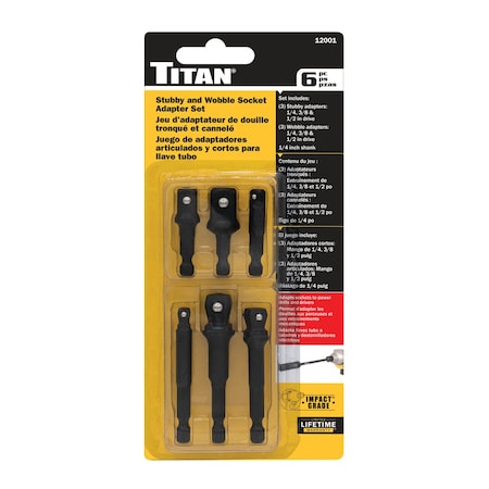 Titan 6 Pc. Stubby And Wobble Socket Adapter Set 12001