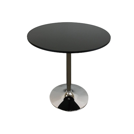 Homeroots 36" Black and Silver Wood and Metal Pedestal Base Round Top Dining Table 555151