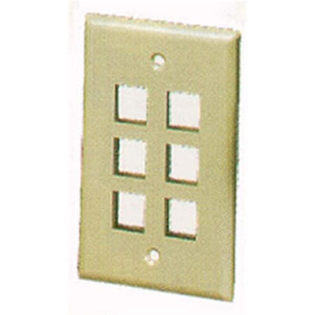 Icc 6 Port Faceplate - Ivory FACE-6-IV