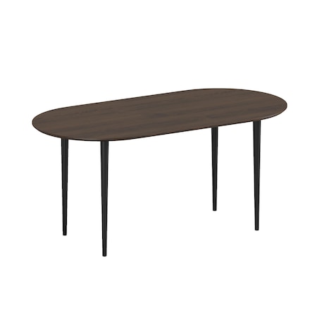 Homeroots 67" Walnut and Black Solid Wood Oval Dining Table 712137