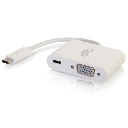 Fasttrack USB-C to VGA Video Adapter Converter with Power Delivery, White FA260370