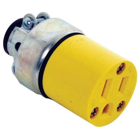 Eaton Wiring Devices Straight Blade Connector, 5-15R, 15 A, 125V AC, 2 Pole, 3 Wire, Screw Terminals, Yellow 2887-BOX